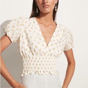 BOGO! Faithfull The Brand Alba Blouse Cairo Floral Cropped Smocked Size 4